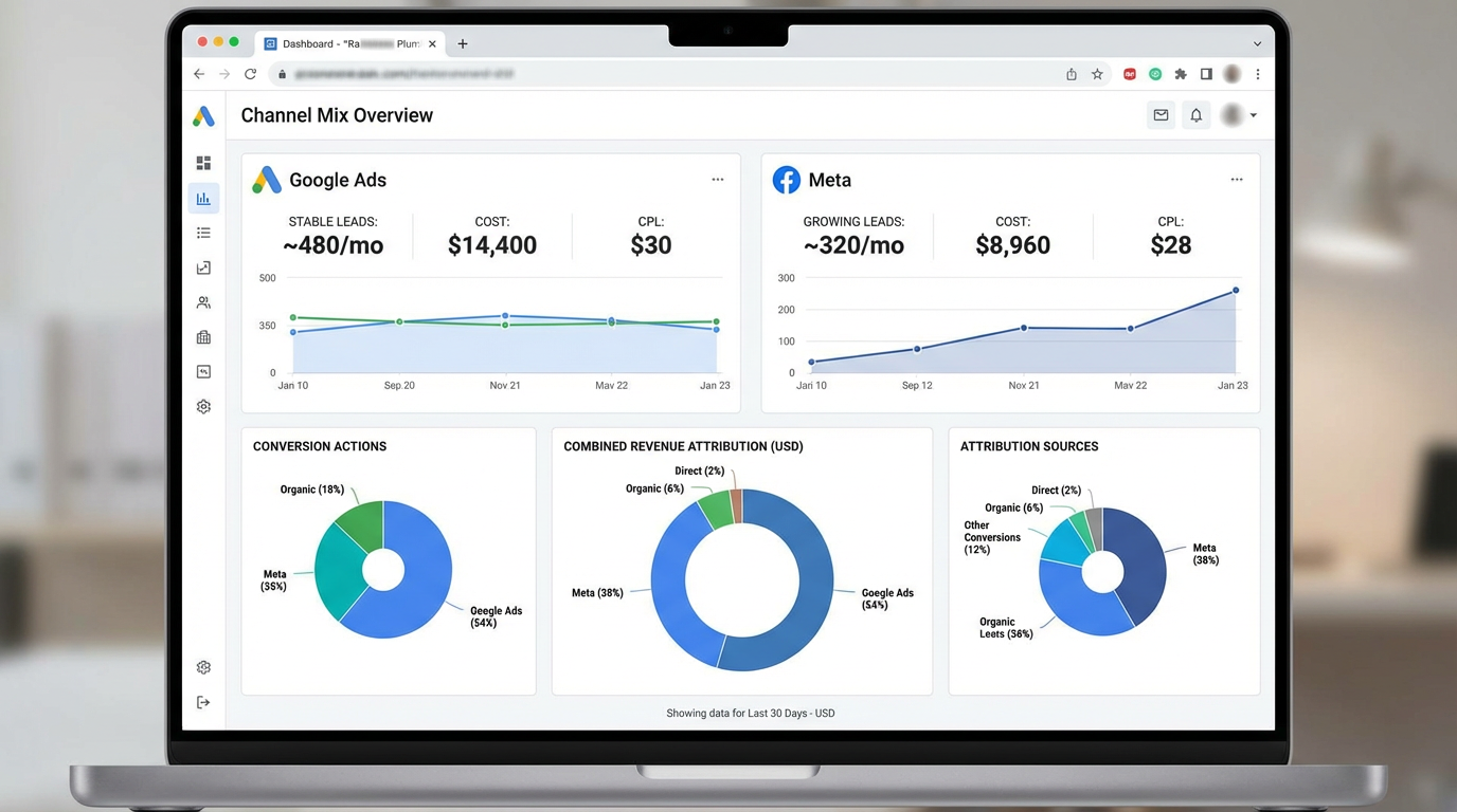 Multi-location plumbing company — Plumbing funnel data